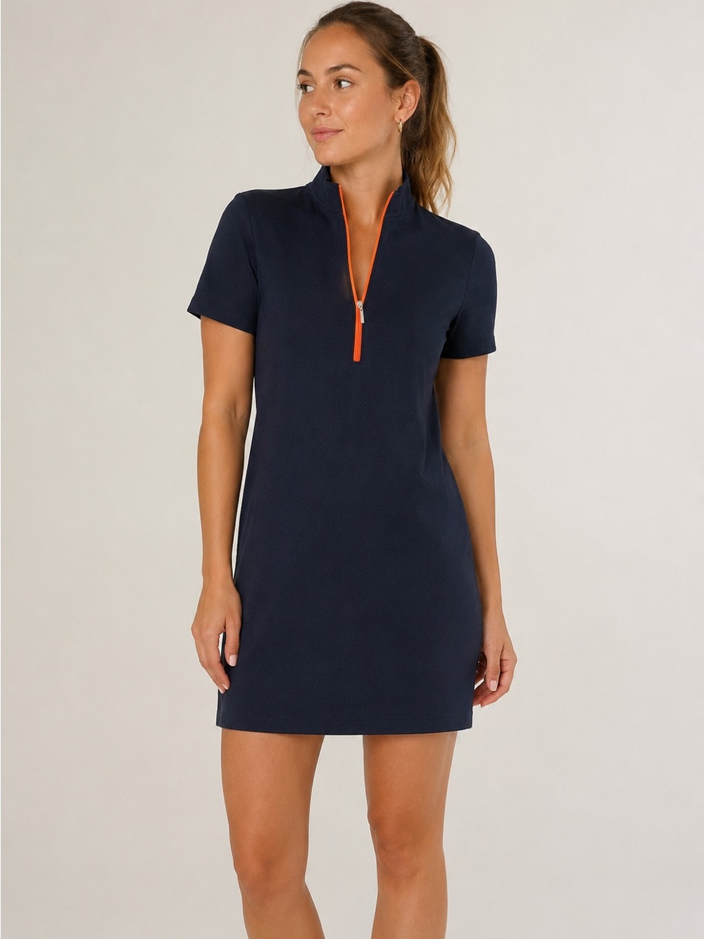 Anatomie | Navy Blue Half Zip Sporty Short Sleeve Dress Size Medium